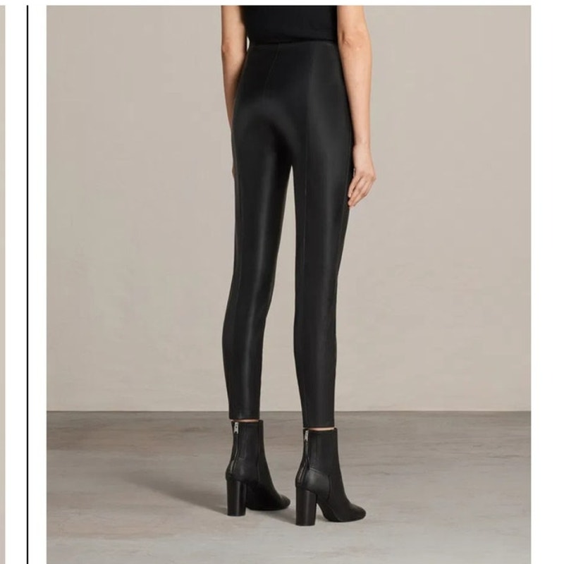 Allsaints Isla Leggings In Black Faux Leather Size 6